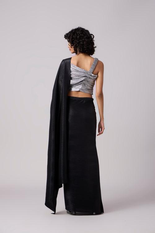 Ayra Saree - Micropleated Black