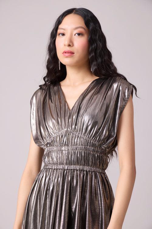 Zeina Rouched Dress - Dark Silver