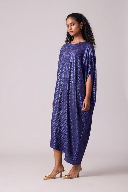 Aurelia Dress - Chevron Pleated Blue