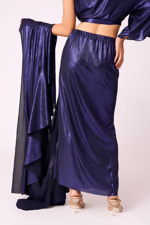 Lila Drape Saree - Metallic Blue