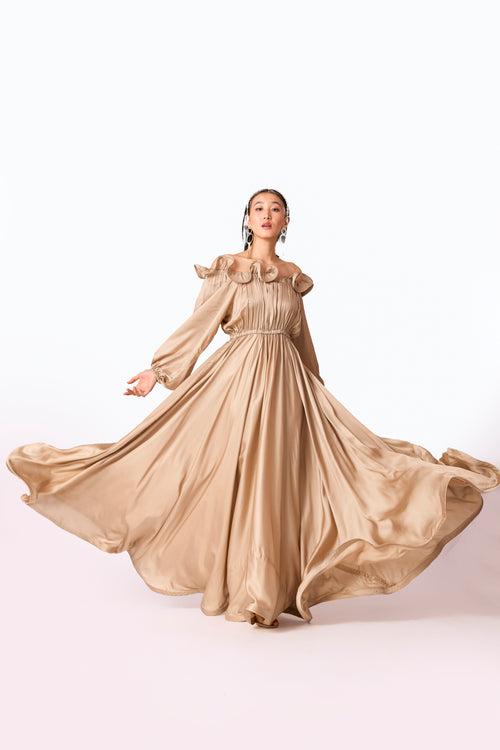 Madeline Satin Maxi - Champagne