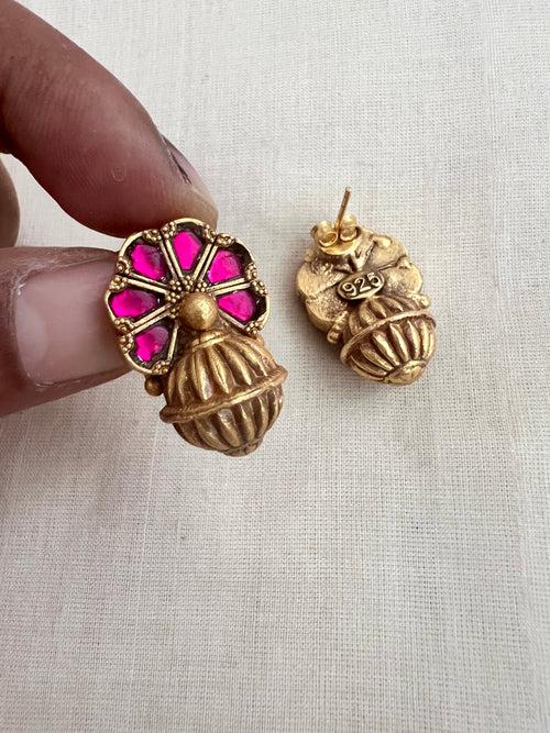 Gold polish ruby dholki studs