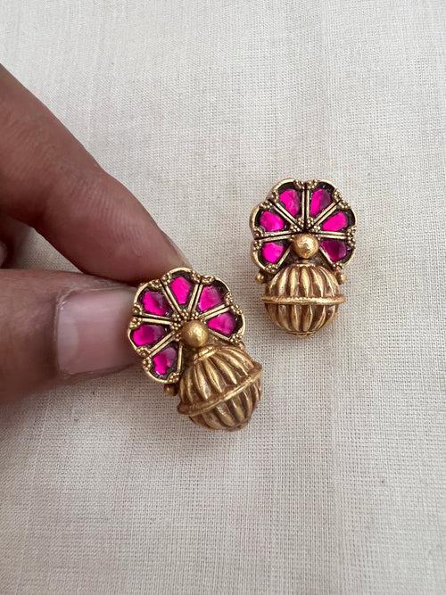 Gold polish ruby dholki studs