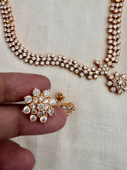Gold polish zircon necklace set with earrings