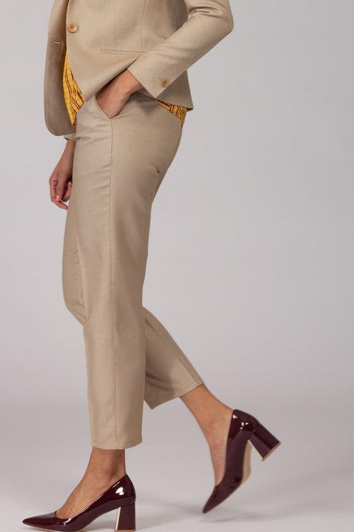 Beige Formal Trousers