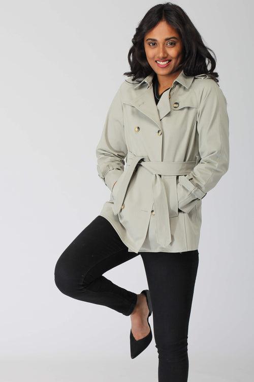 Smoky Green Cotton Trenchcoat