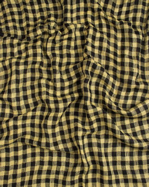 Yellow Checks Woven Bhagalpuri Cotton Stole