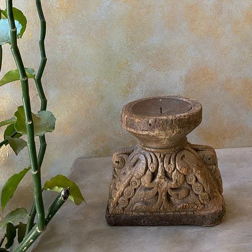 Antique Wooden Candle Holder