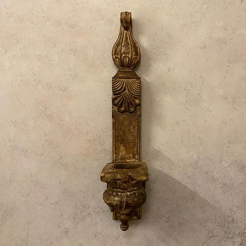 Antique Carved Wooden Candle Holder