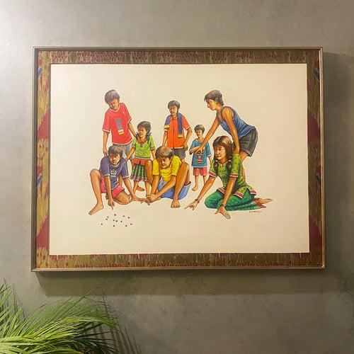 Large 'Kids at Play' Art Frame