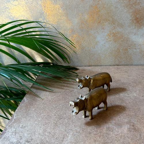 Antique Brass  Mini Hippo (Set of 2)