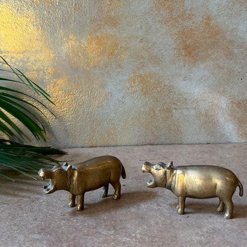 Antique Brass  Mini Hippo (Set of 2)