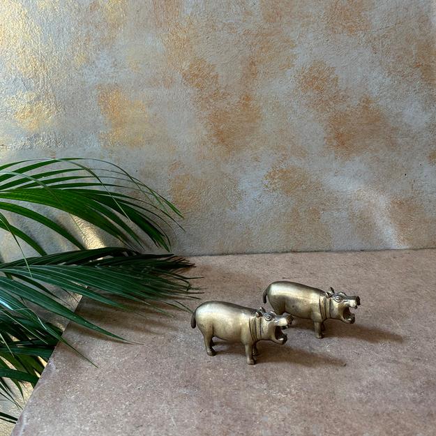 Antique Brass  Mini Hippo (Set of 2)