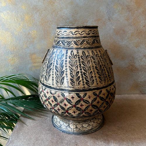 Antique Hand Painted Iron Vase