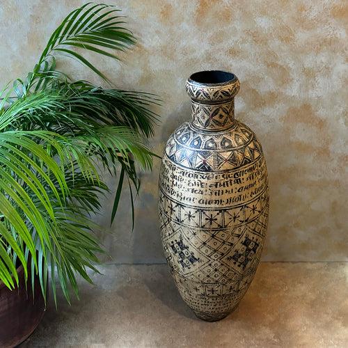 Antique Hand Painted Iron Vase