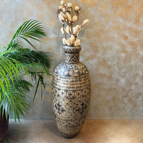 Antique Hand Painted Iron Vase