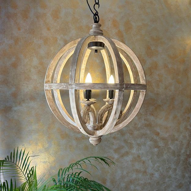 Wooden Globe Chandelier