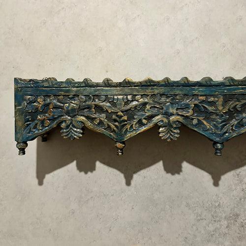 Leher Long Carved Wooden Shelf