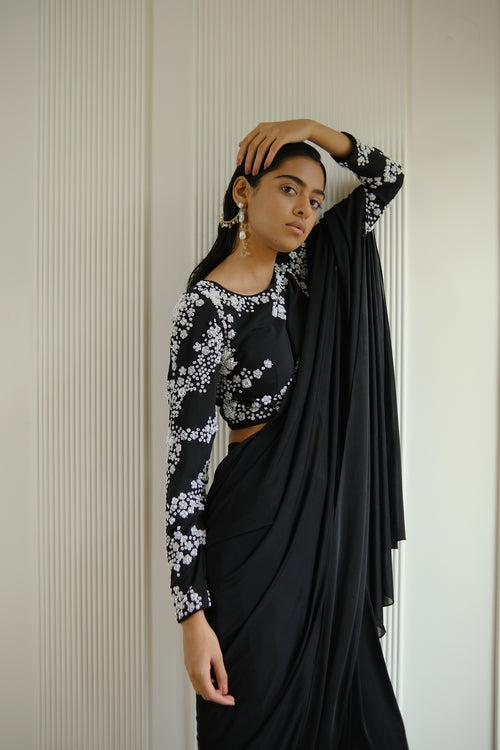 SNOWFALL SARI [ BLACK ]