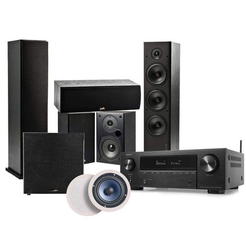 Polk Audio Fusion T- Series 5.1.2 Home Theatre Speaker Package with Polk Audio RC60i In-Ceiling Speaker + Denon  AVR-X1800H 8K AV Receiver