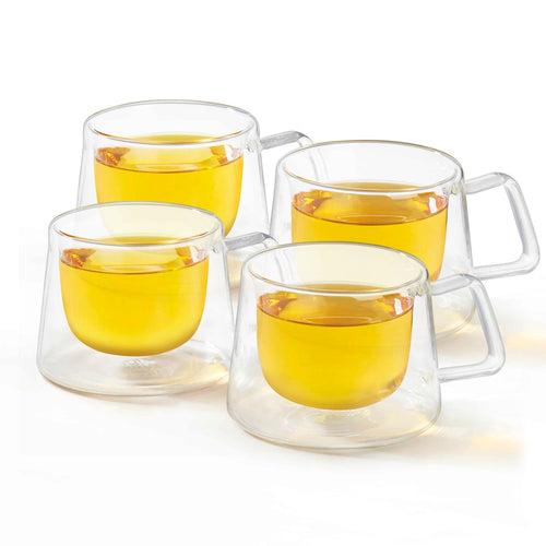 Shimmer - Borosilicate Glass Double Walled Teacups -  Set of 4