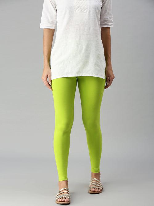 Ankle Length Leggings Cotton-Lime