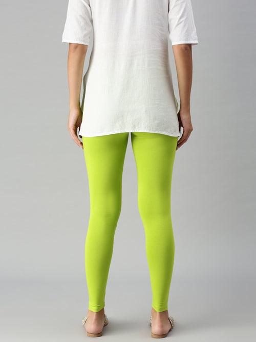 Ankle Length Leggings Cotton-Lime