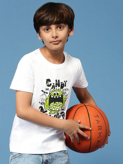 PIPIN Boys Printed T-Shirt White