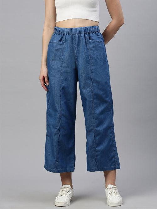 Women Culottes Mid Blue