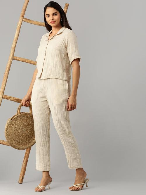 Women Straight Pant Beige