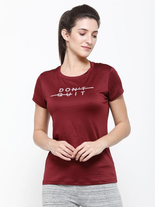 Ladies Active Wear T-Shirt Wine