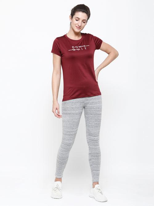 Ladies Active Wear T-Shirt Wine