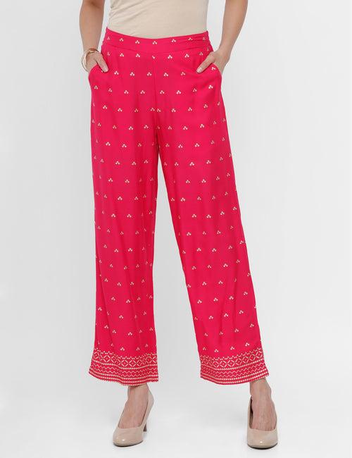 Ladies Printed Palazzo Fuchsia