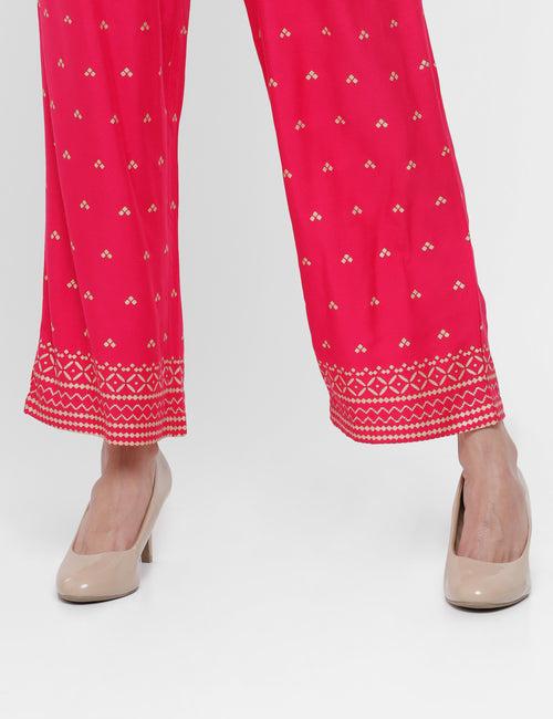 Ladies Printed Palazzo Fuchsia