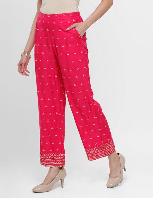 Ladies Printed Palazzo Fuchsia