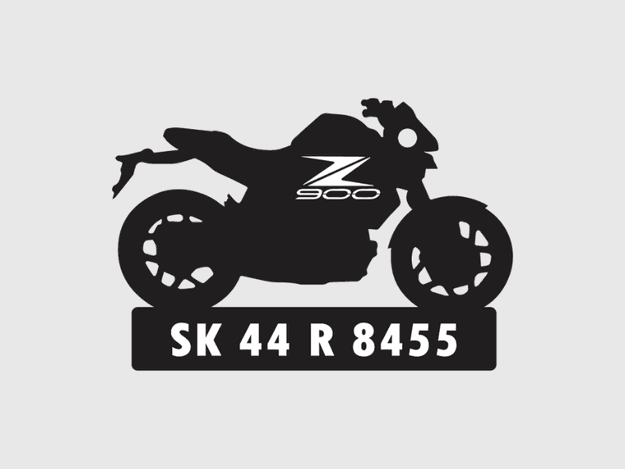 Bike Shape Number Plate Keychain - VS130 - Kawasaki Z900