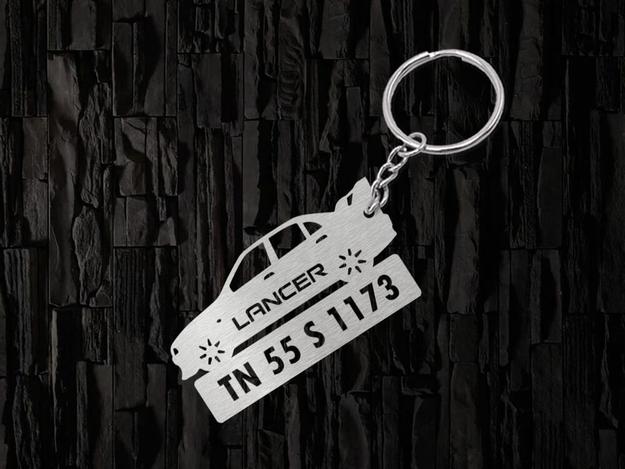 Metal Bike Shape Number Plate Keychain - MVS318 - Mitsubishi Lancer