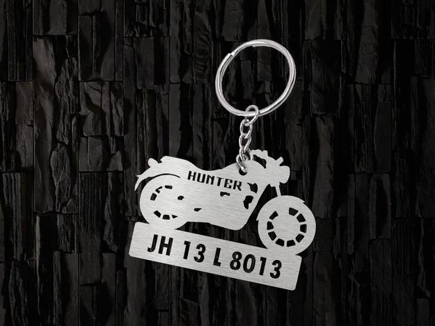 Metal Bike Shape Number Plate Keychain - MVS811 - Royal Enfield Hunter