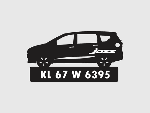 Car Shape Number Plate Keychain - VS92 -  Honda Jazz