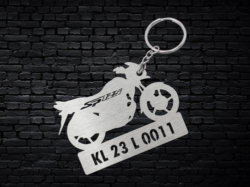 Metal Bike Shape Number Plate Keychain - MVS04 - Honda SP 125