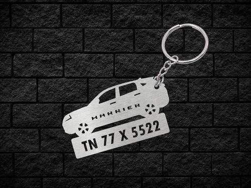 Metal Car Shape Number Plate Keychain - MVS66 - Tata Harrier