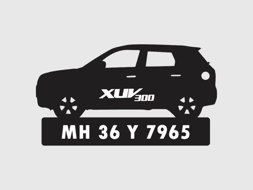 Car Shape Number Plate Keychain - VS83 - Mahindra XUV300
