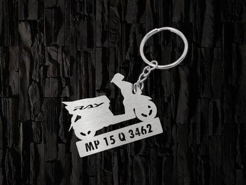 Metal Bike Shape Number Plate Keychain - MVS92 - Yamaha Ray