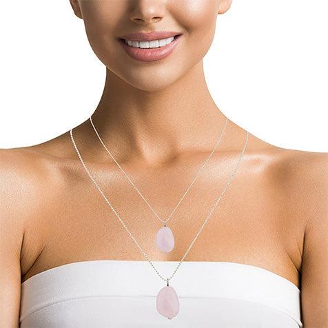 Healing Rose Quartz Agate Pendant Layered Chains