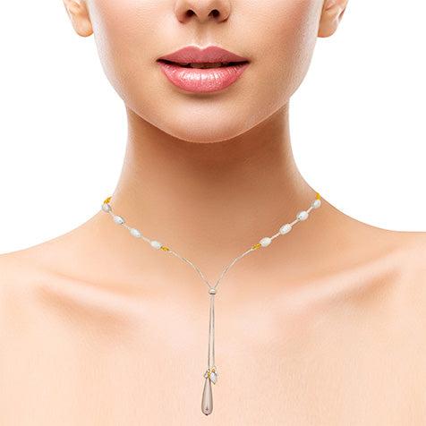 Spirit Y-Shaped Silver Freshwater Pearl Necklace