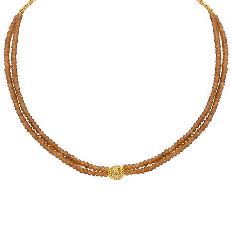 Beaded Brown Onyx and Gold Phulkari Beauty Necklace