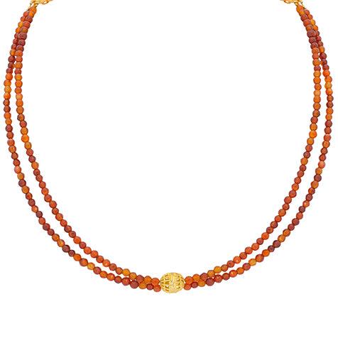 Beaded Reddish Brown Onyx and Gold Phulkari Beauty Necklace