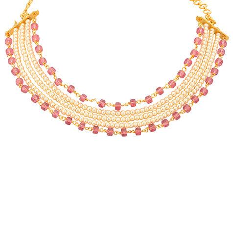 Evergreen Classic Gold Pearl and Ruby Chain Choker