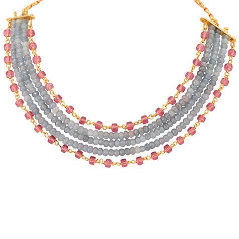 Evergreen Classic Grey Agate and Ruby Chain Choker