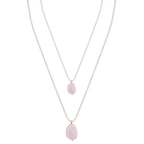 Healing Rose Quartz Agate Pendant Layered Chains